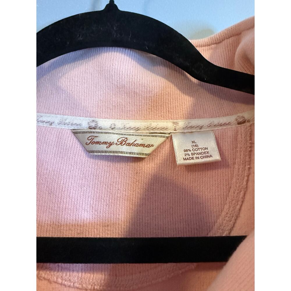 Tommy Bahama Pink Quarter Zip Pullover Sweatshirt XL - Picture 3 of 4